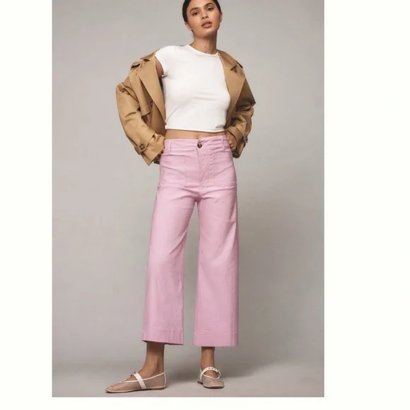 NWT Anthropologie Maeve The Colette Magic Fabric Cropped Wide-Leg Pants - Picture 6 of 11